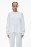 Alexander Wang white 와플 니트 크리스털 핫픽스 크루넥 긴소매 티셔츠