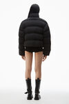 alexander wang cropped puffer coat with reflective logo black