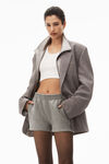 alexander wang puff logo sweatshort in glitter terry sidewalk