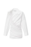 alexander wang draped back dress in cotton shirting white
