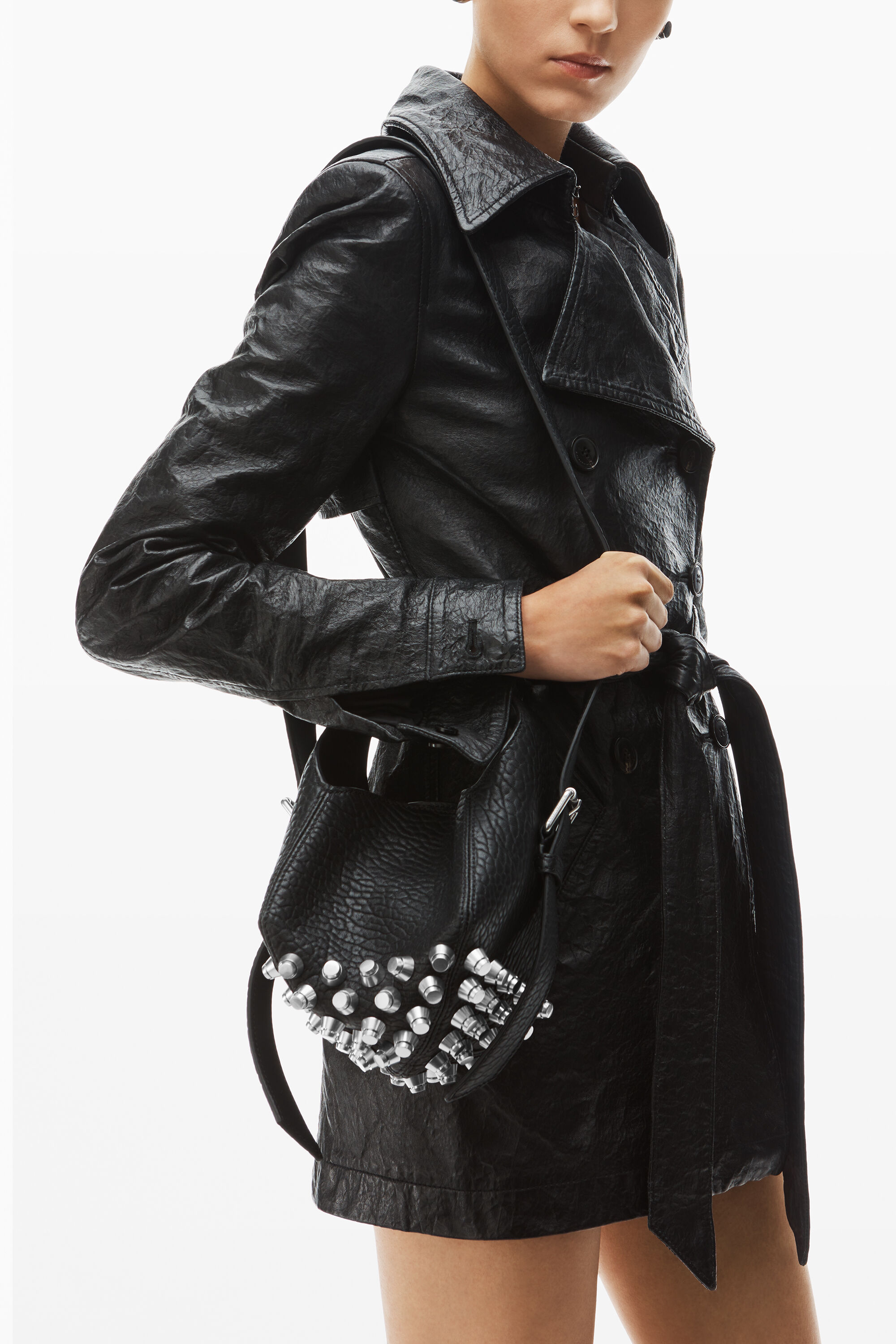 【関税&送料込】Alexander Wang Embellished Leather Small Rex rex small nappa leather bag in black in BLACK | alexanderwang®