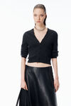 Alexander Wang charcoal cardigan mit durchgehender knopfleiste aus wolle