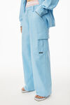 alexander wang cargo pants in compact cotton chambray blue