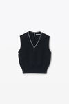 Alexander Wang black logo-knit vest with leather tubular trim