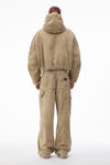 Alexander Wang weathered tan hooded workwear jacket with weathered flocking