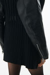 belted knit coat with moto sleeve and embossed logo