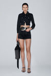 Alexander Wang washed black shorty high-rise short in crystal hotfix denim
