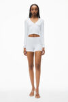 Alexander Wang white cardigan in seamless rib-knit