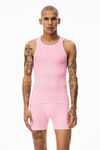 alexander wang tank in ribbed cotton light pink