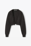 alexander wang 柔软羊毛羊绒短款开衫 charcoal melange