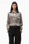 alexander wang 샤이니 큐프로 보이프렌드 셔츠 grey/black