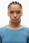 Alexander Wang washed blue langärmeliges loungewear-kleid aus gerippter baumwolle
