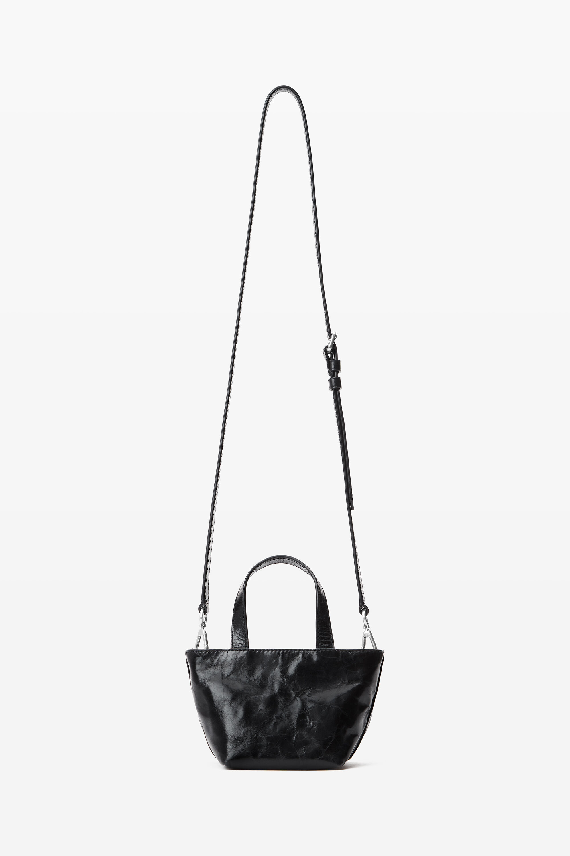 Punch Mini Tote Bag in Crackle Patent Leather in BLACK
