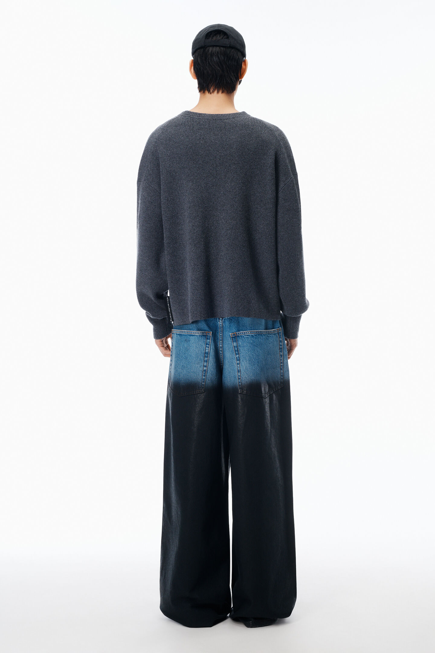 Alexander Wang Crewneck Pullover In Stretch Wool Cotton In Gray