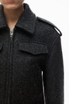 Alexander Wang dark charcoal cropped military jacket in donegal wool