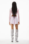 alexander wang frayed boxer in stripe oxford light pink/white