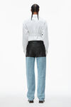 alexander wang leather stacked jean in denim vintage faded indigo
