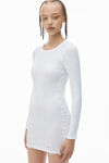 Alexander Wang white crystal hotfix long-sleeve loungewear minidress