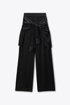 Alexander Wang black 黑色真丝绉缎假两件宽松休闲裤