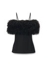 Alexander Wang black minidress with detachable mongolian lamb shearling