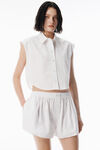 Alexander Wang white boxer bianchi con perline trasparenti termoapplicate