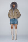 Alexander Wang classic worn indigo high-waist workwear shorts in clear bead hotfix