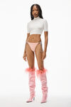 alexander wang short sleeve turtleneck in bodycon nylon soft white