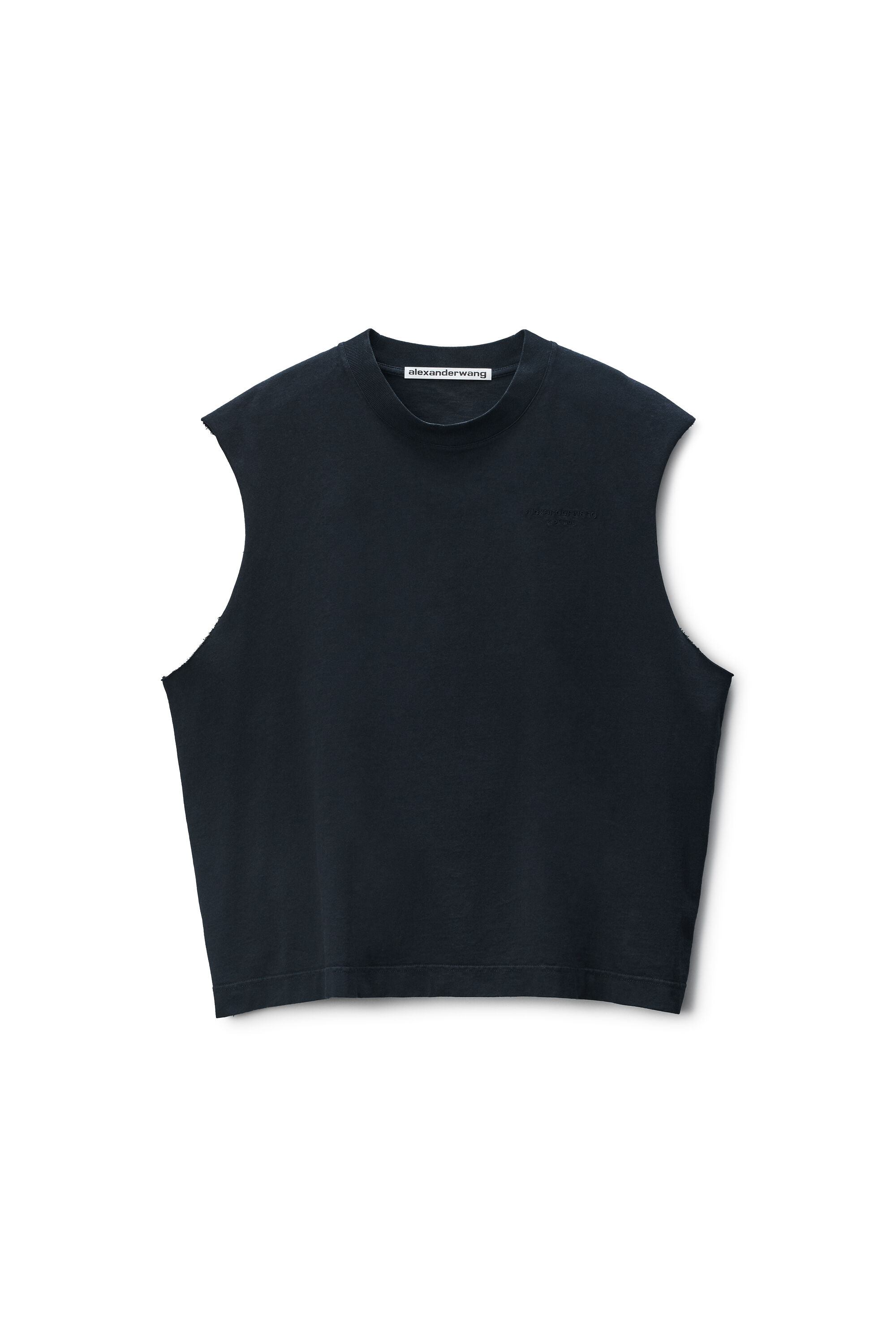 Black Vintage Fade-Effect Muscle Tank in BLACK | alexanderwang®