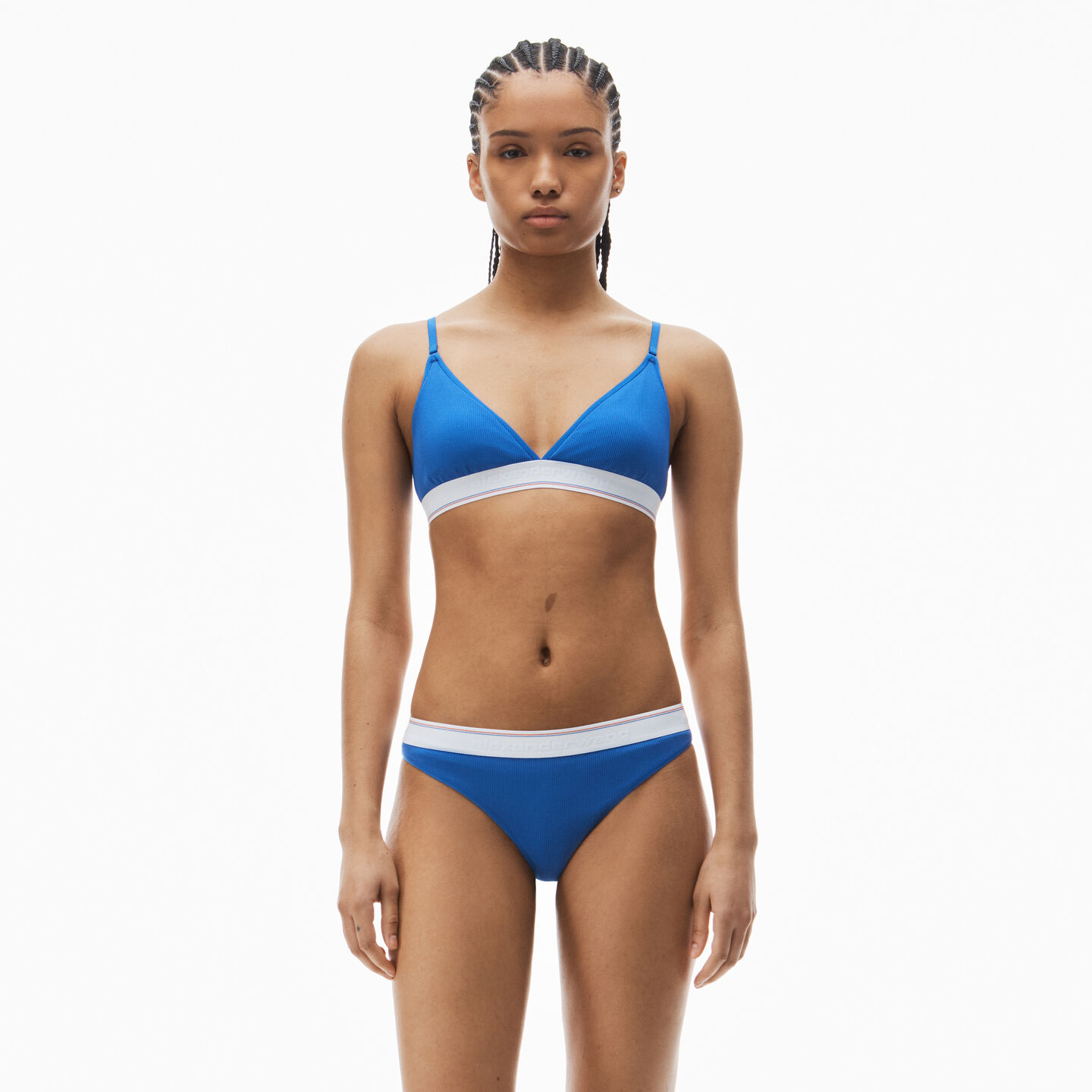 Shop Alexander Wang Triangle Bra In Ribbed Jersey In Cobalt Blue