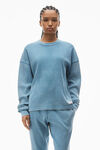 Alexander Wang washed blue long-sleeve tee in waffle-knit cotton stretch