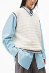 alexander wang tunic v-neck vest in compact cotton off white/marine