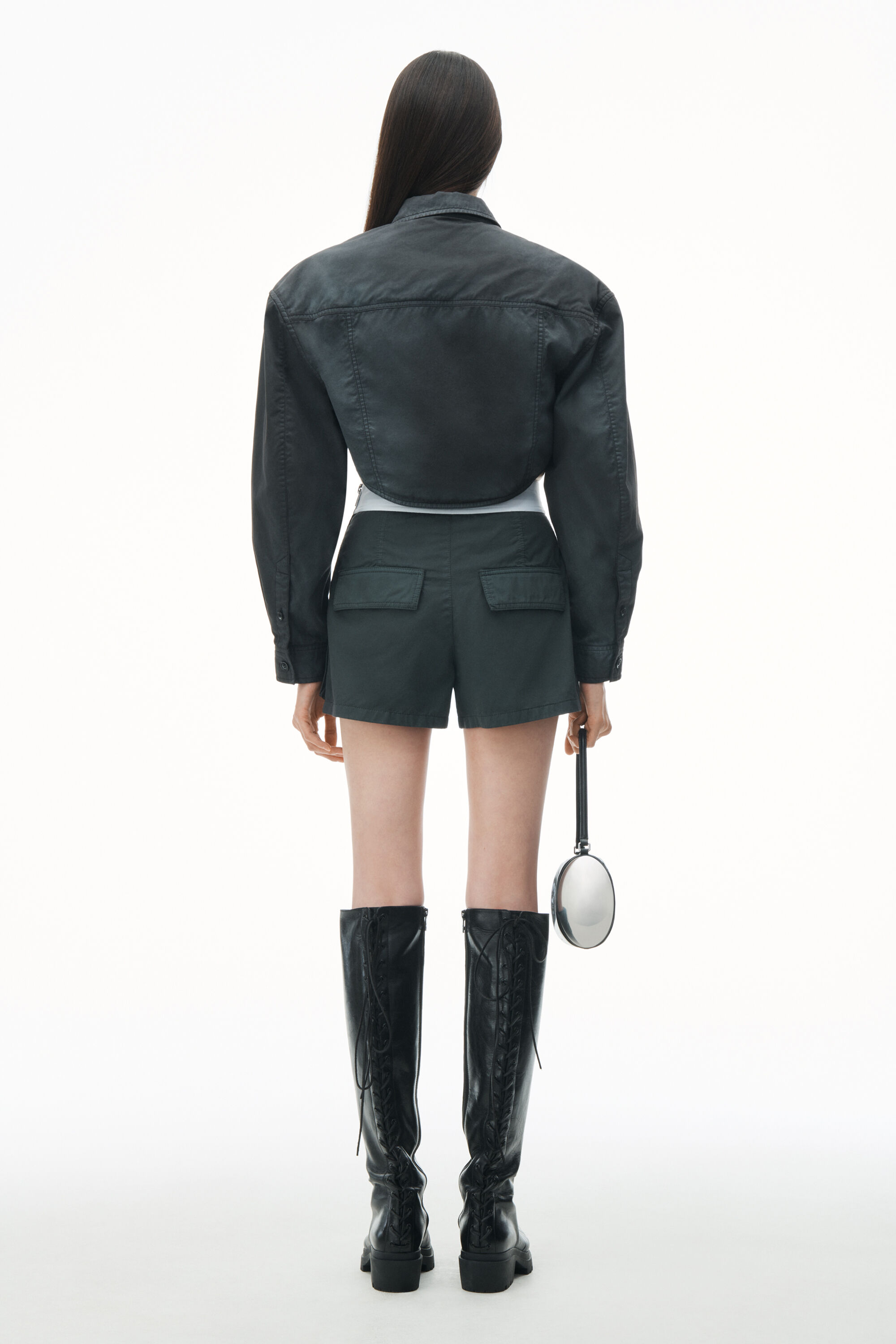 High-Waisted Cargo Rave Short in OFF BLACK | alexanderwang®