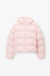 Alexander Wang light pink 短款格纹羽绒连帽衫