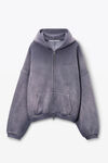 Alexander Wang washed purple 水晶烫钻拉链连帽衫