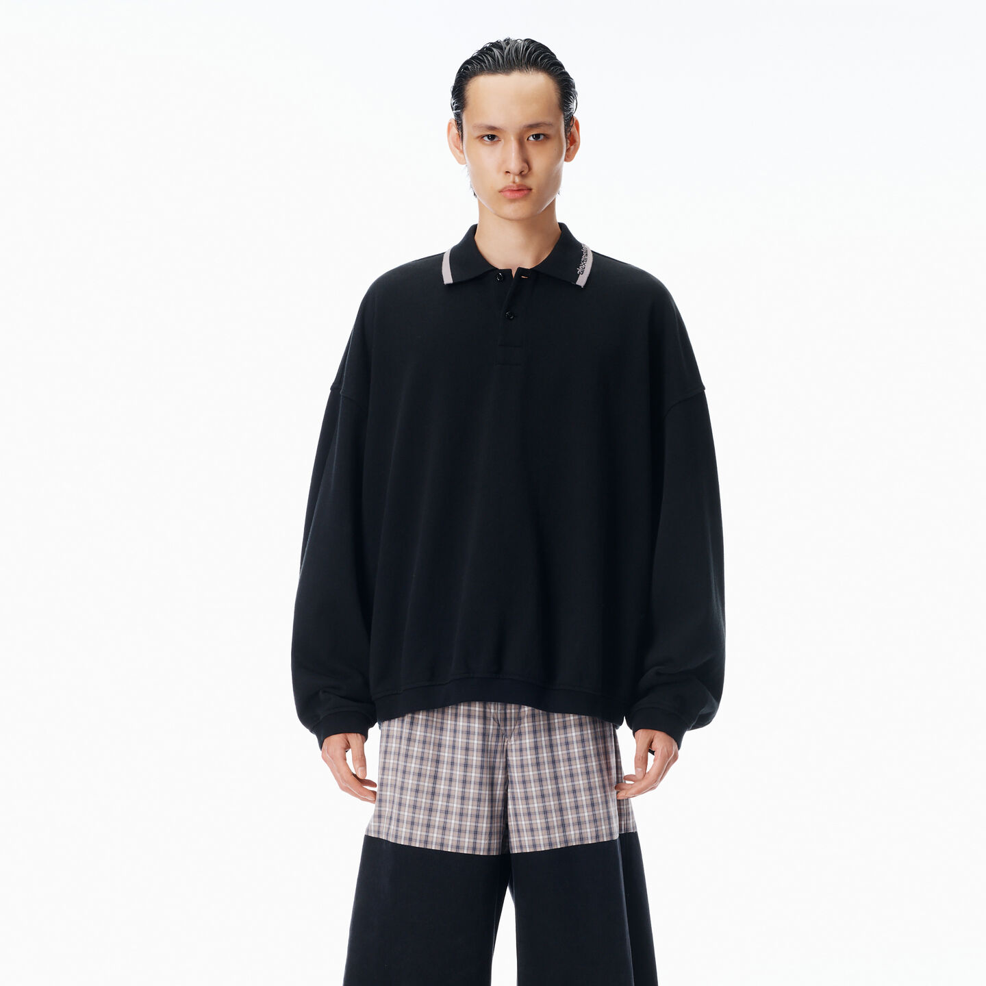 Alexander Wang Long-sleeve Polo Shirt In Black