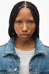 alexander wang padded trucker jacket in denim vintage medium indigo