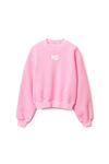 alexander wang puff logo crew sweatshirt in terry pink glo