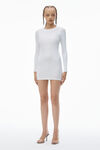 Alexander Wang white crystal hotfix long-sleeve loungewear minidress