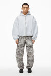 Alexander Wang light heather grey oversized logo embroidered hoodie in cotton
