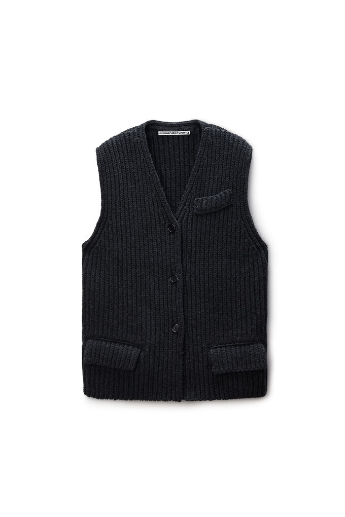 Alexander Wang Sweater Vest In Wool In Gray