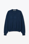 Alexander Wang navy rippstrick-pullover mit logo-prägung