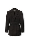 Alexander Wang black belted blazer dress in wool tailoring