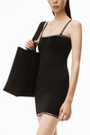 alexander wang crystal trim mini dress in compact nylon black