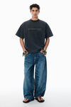 Alexander Wang washed black schwarzes oversize-t-shirt aus baumwollmischgewebe