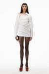 alexander wang draped back dress in cotton shirting white