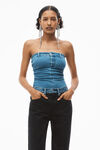 alexander wang contrast waistband jean in black denim washed black