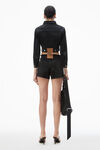 Alexander Wang washed black shorty high-rise short in crystal hotfix denim