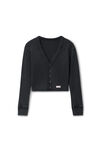 Alexander Wang washed black cardigan in waffle-knit cotton stretch
