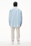 alexander wang shirt jacket in striped denim oxford blue/white