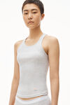 alexander wang racerback tank in ribbed cotton heather grey